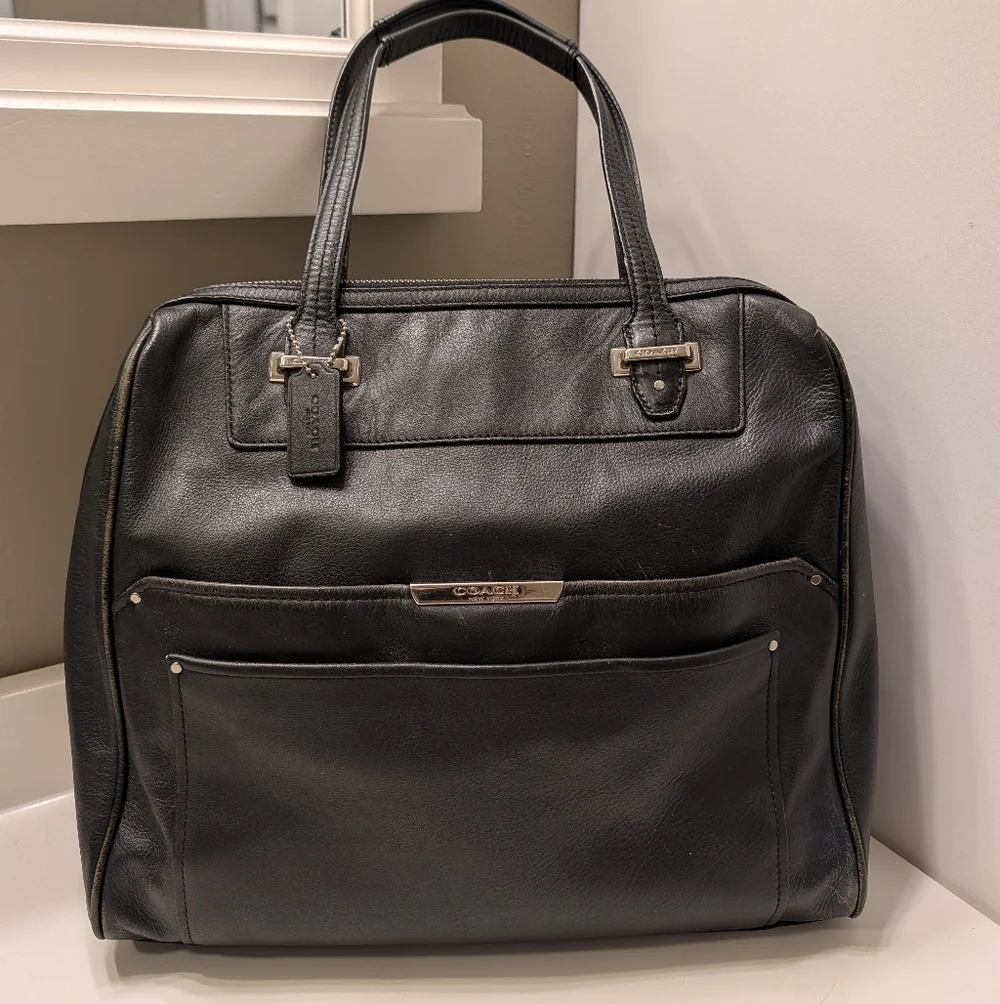 🖤EUC Coach Taylor Bette Genuine Smooth Leather Shoulder Satchel Bag, Black, LG - Picture 4 of 16